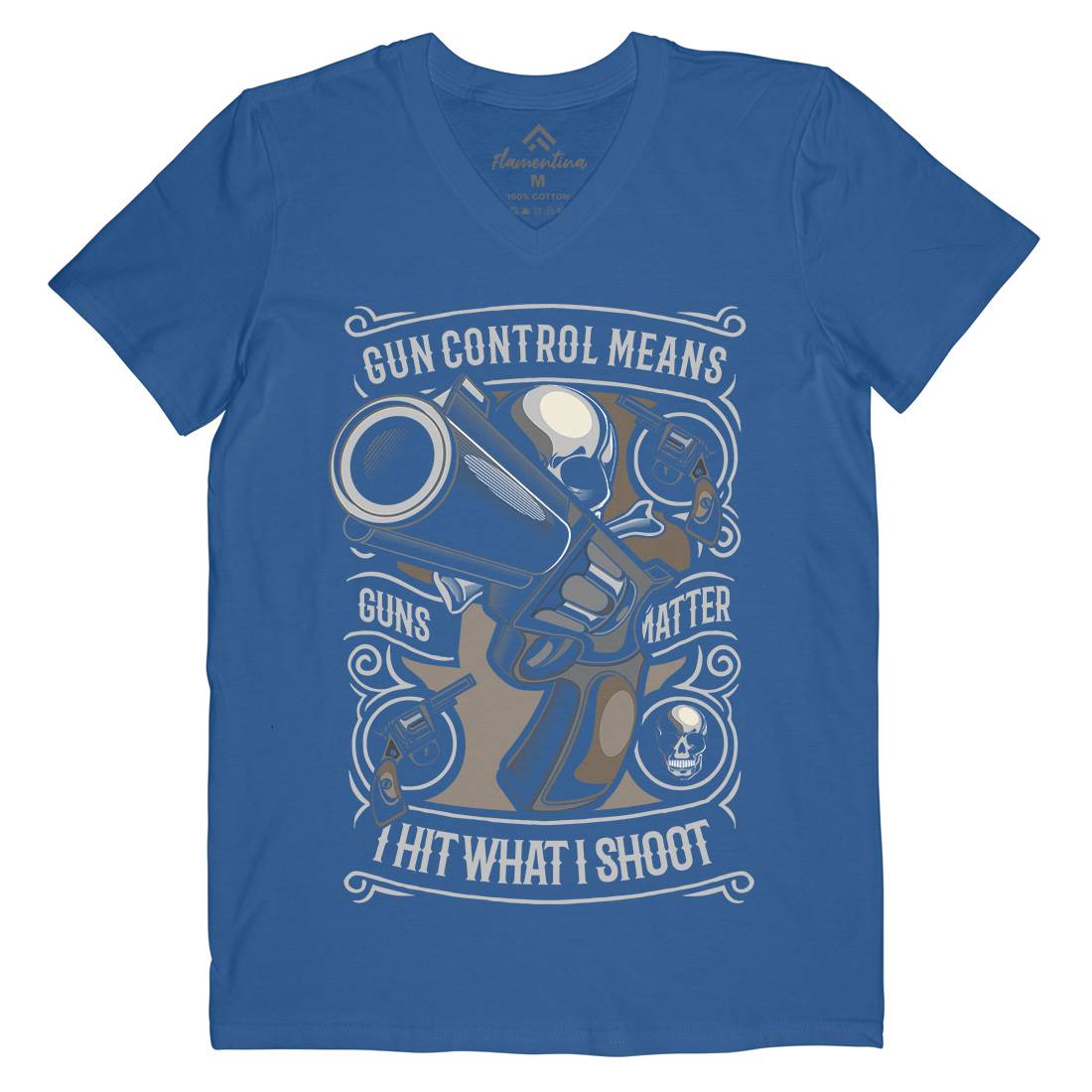 Gun Control Mens V-Neck T-Shirt American C369