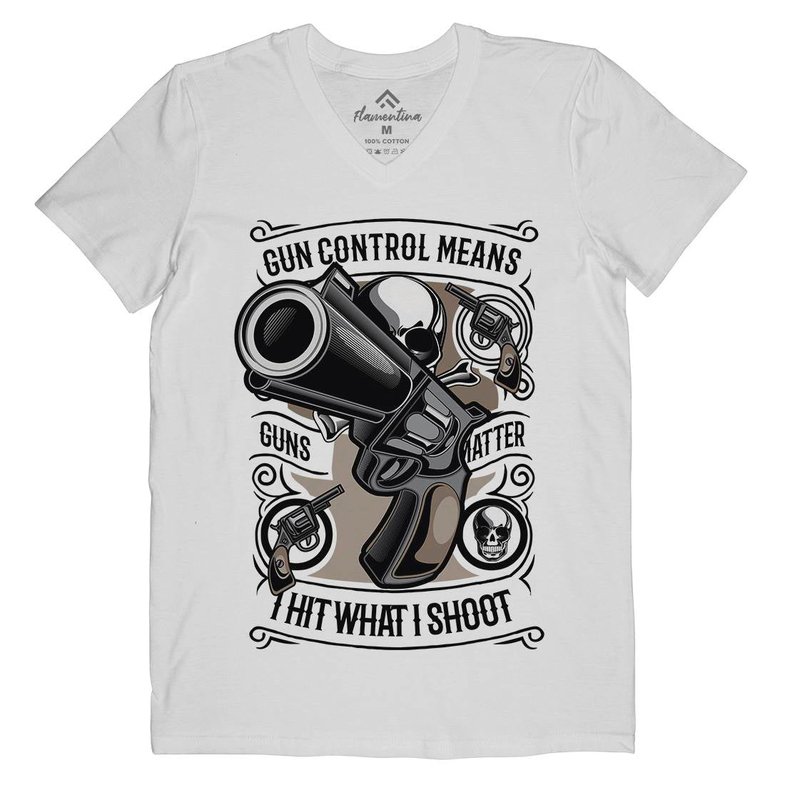 Gun Control Mens V-Neck T-Shirt American C369