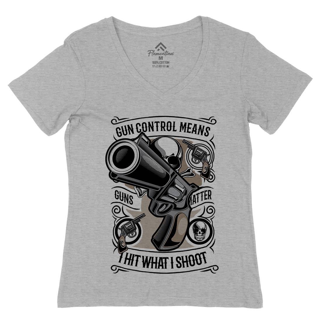 Gun Control Womens Organic V-Neck T-Shirt American C369