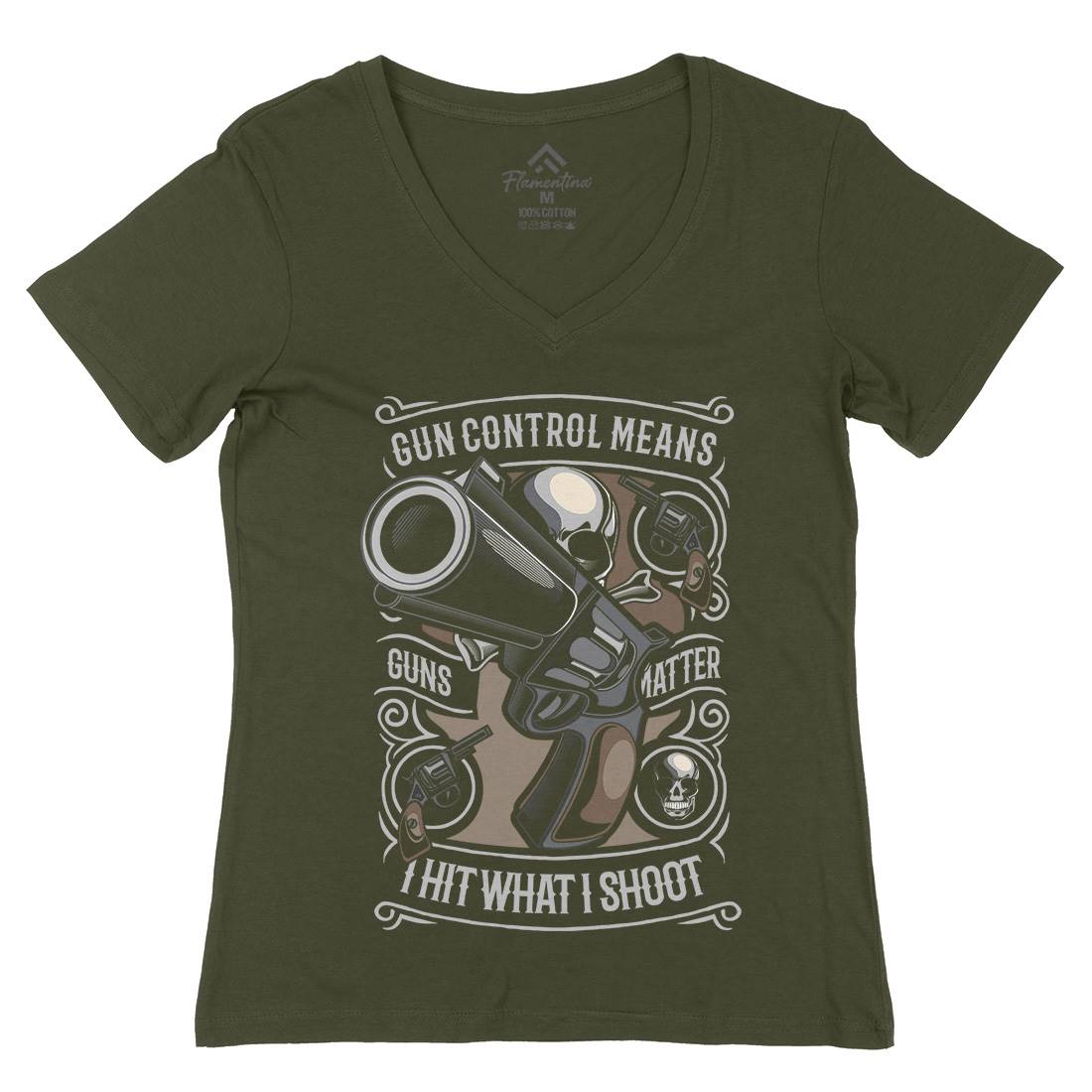 Gun Control Womens Organic V-Neck T-Shirt American C369