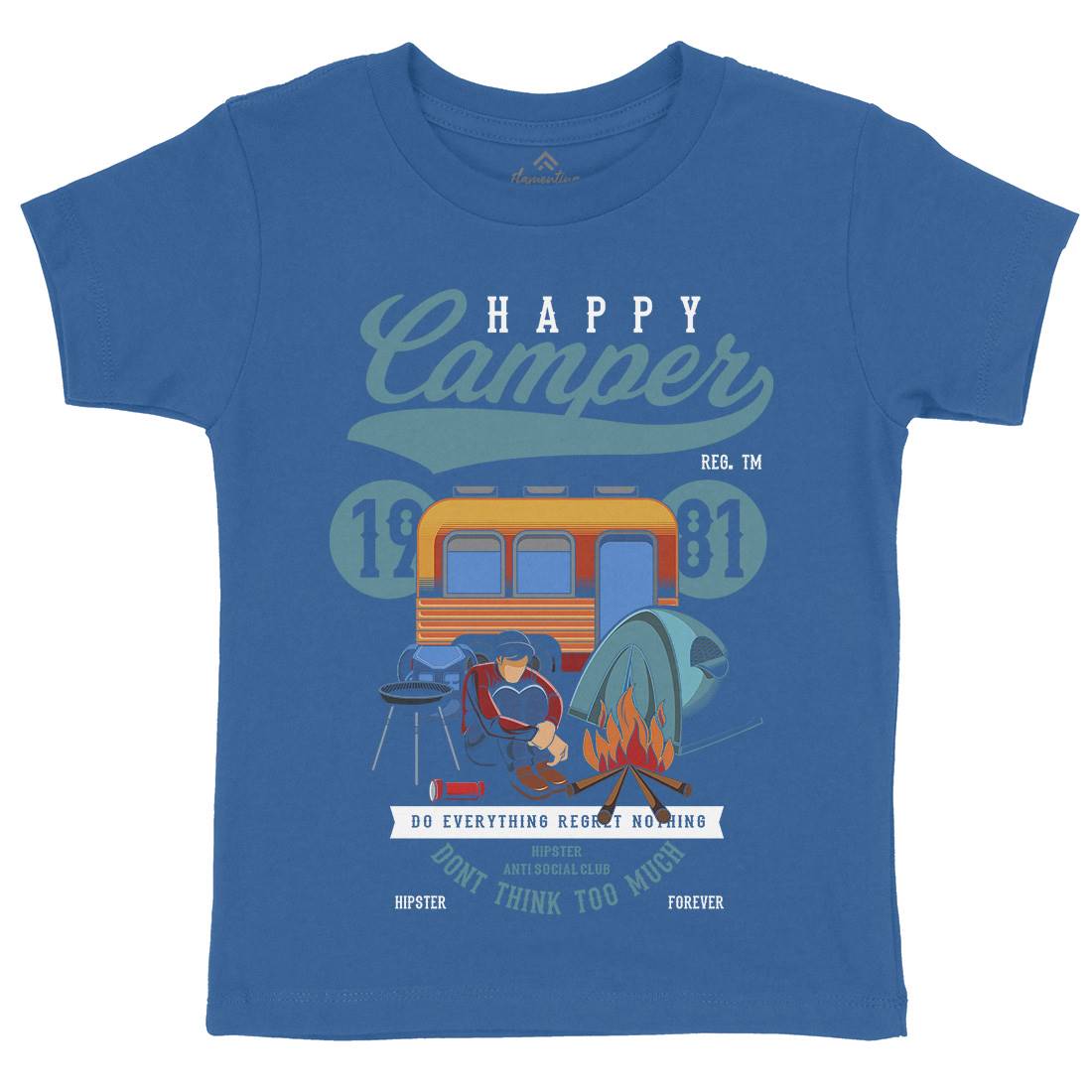 Happy Camper Kids Crew Neck T-Shirt Nature C370