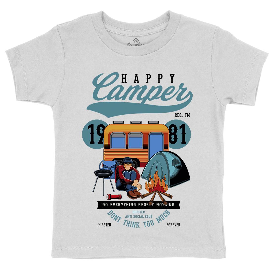 Happy Camper Kids Crew Neck T-Shirt Nature C370