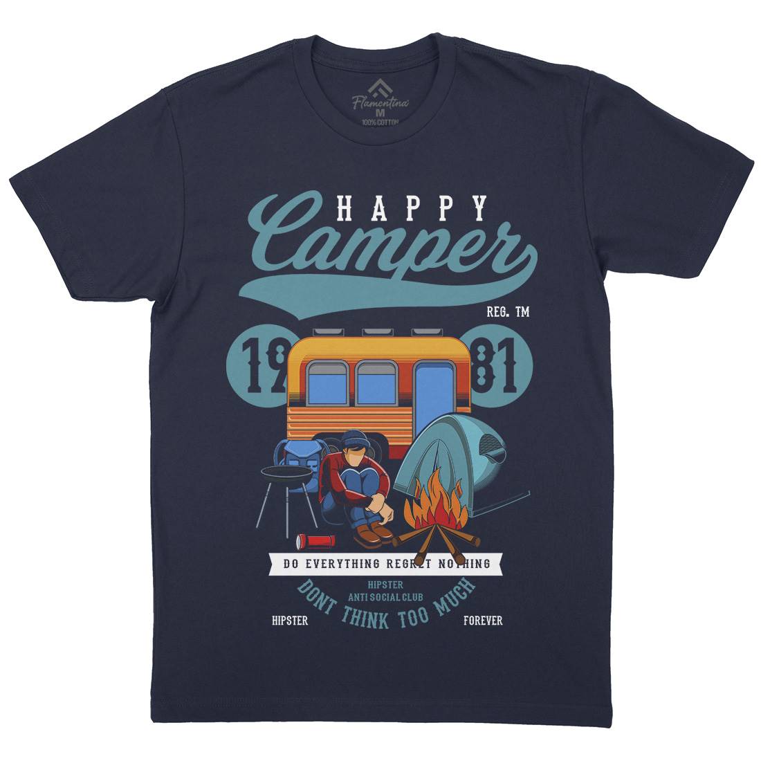 Happy Camper Mens Crew Neck T-Shirt Nature C370