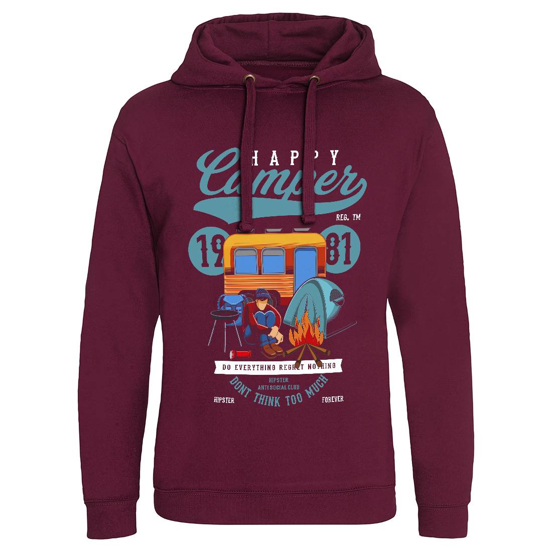 Happy Camper Mens Hoodie Without Pocket Nature C370