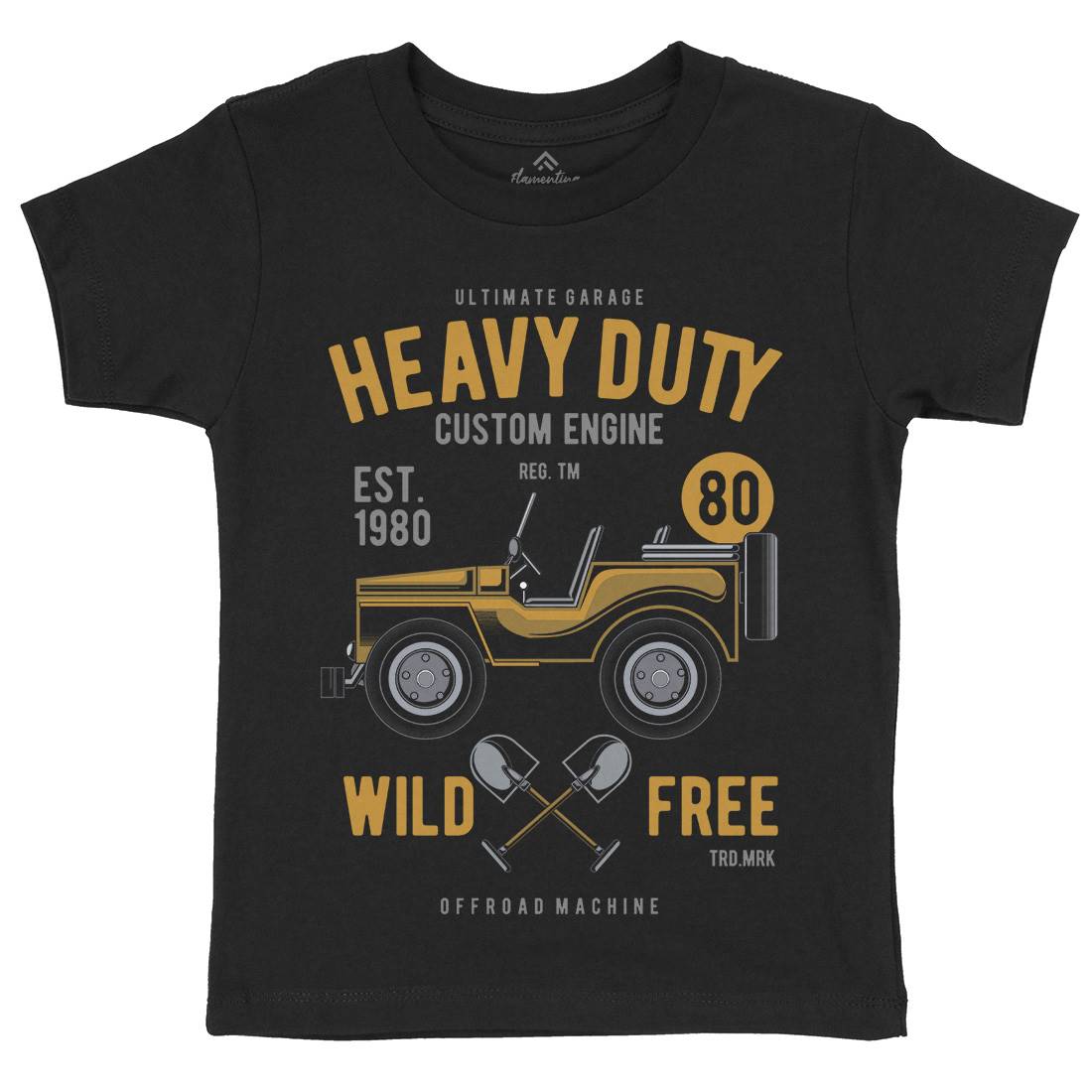 Heavy Duty Off Road Kids Crew Neck T-Shirt Cars C371