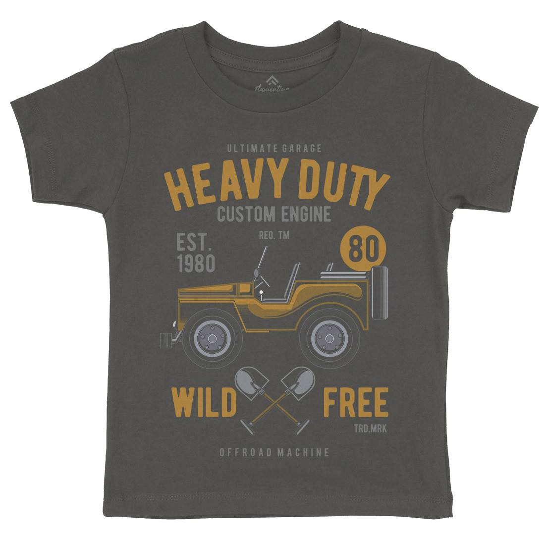 Heavy Duty Off Road Kids Organic Crew Neck T-Shirt Cars C371