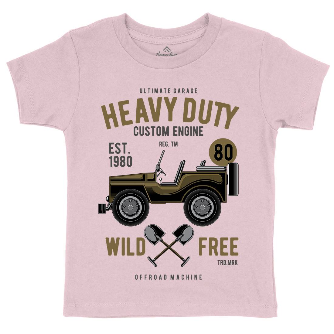 Heavy Duty Off Road Kids Organic Crew Neck T-Shirt Cars C371