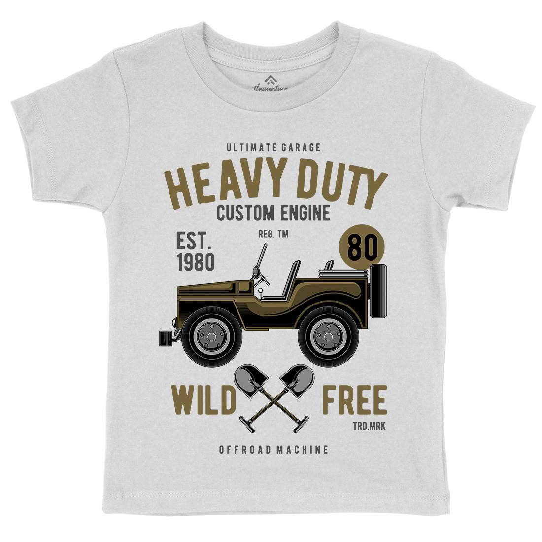 Heavy Duty Off Road Kids Crew Neck T-Shirt Cars C371