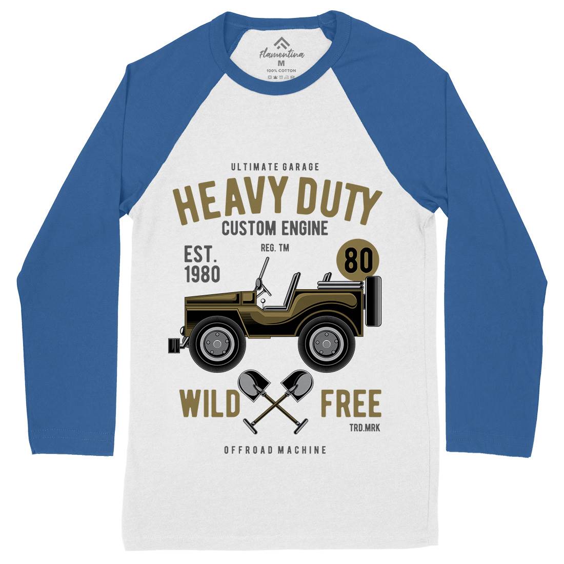 Heavy Duty Off Road Mens Long Sleeve Baseball T-Shirt Cars C371
