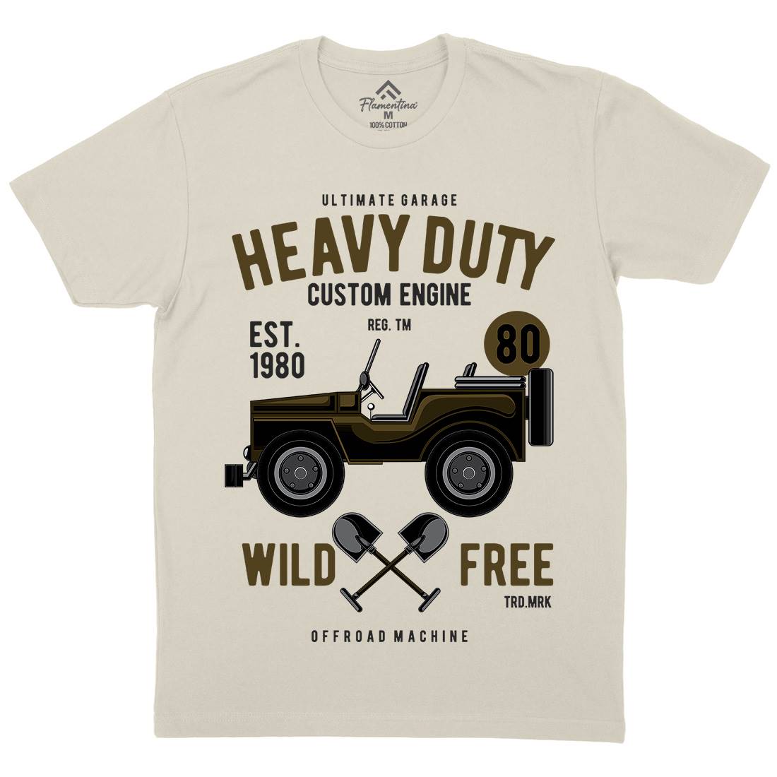 Heavy Duty Off Road Mens Organic Crew Neck T-Shirt Cars C371