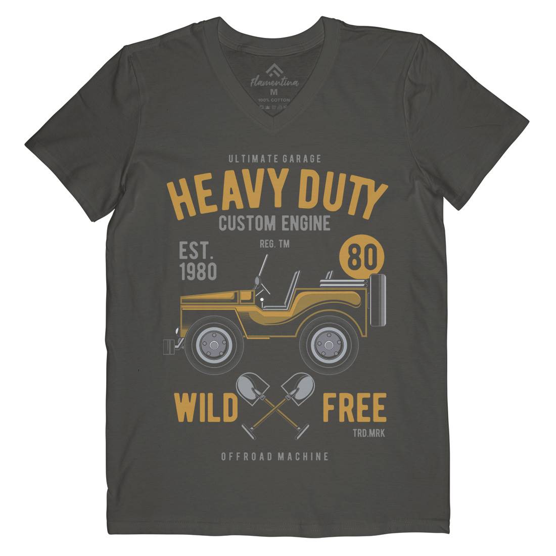 Heavy Duty Off Road Mens V-Neck T-Shirt Cars C371