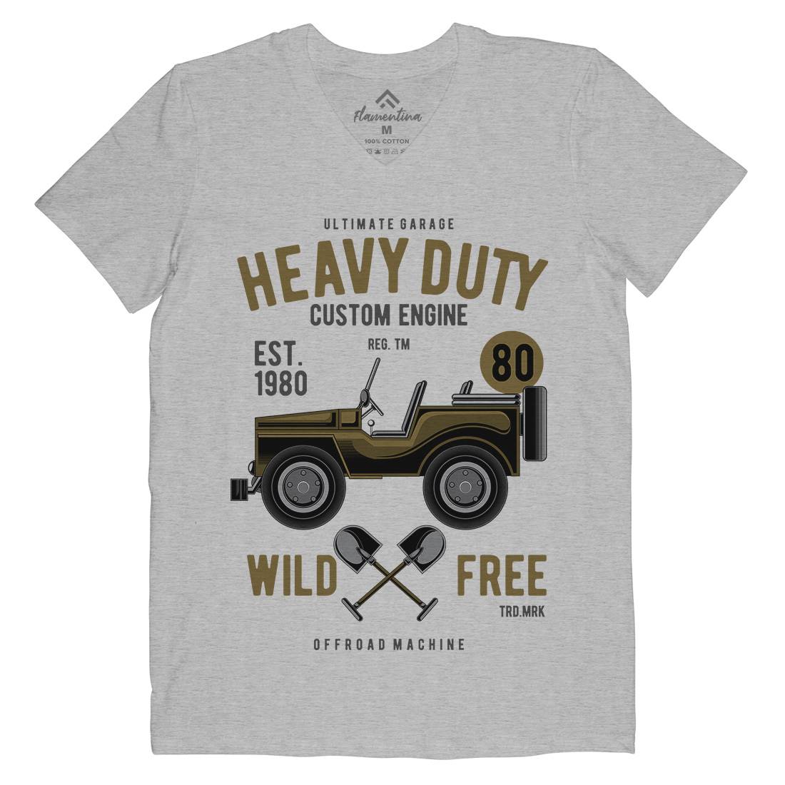 Heavy Duty Off Road Mens V-Neck T-Shirt Cars C371