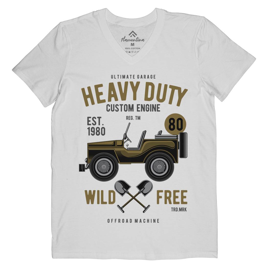 Heavy Duty Off Road Mens Organic V-Neck T-Shirt Cars C371