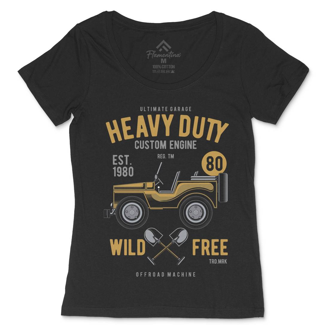 Heavy Duty Off Road Womens Scoop Neck T-Shirt Cars C371