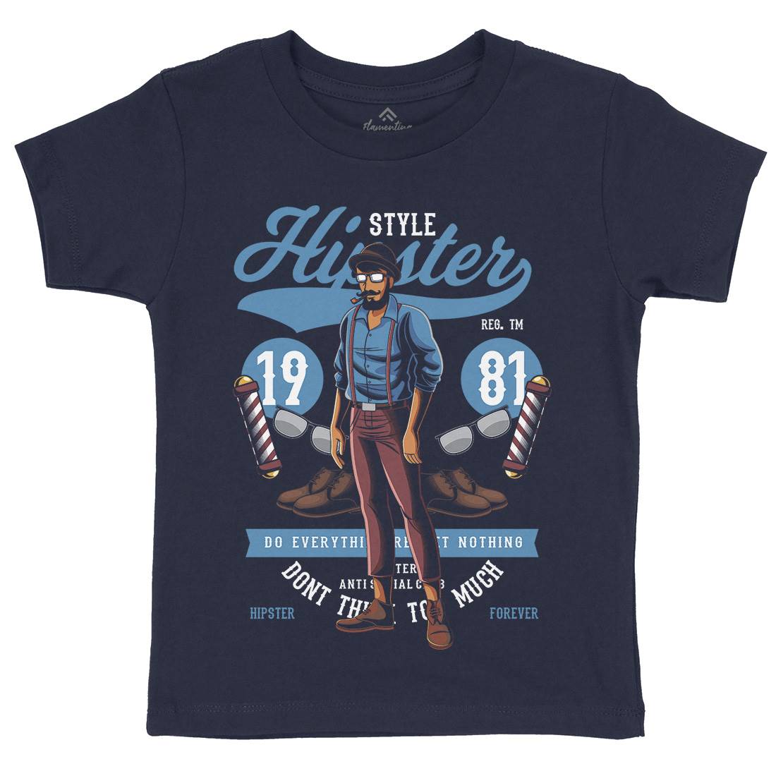 Hipster Kids Crew Neck T-Shirt Barber C372