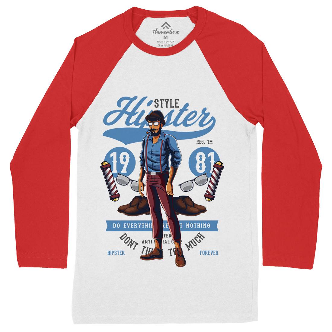 Hipster Mens Long Sleeve Baseball T-Shirt Barber C372