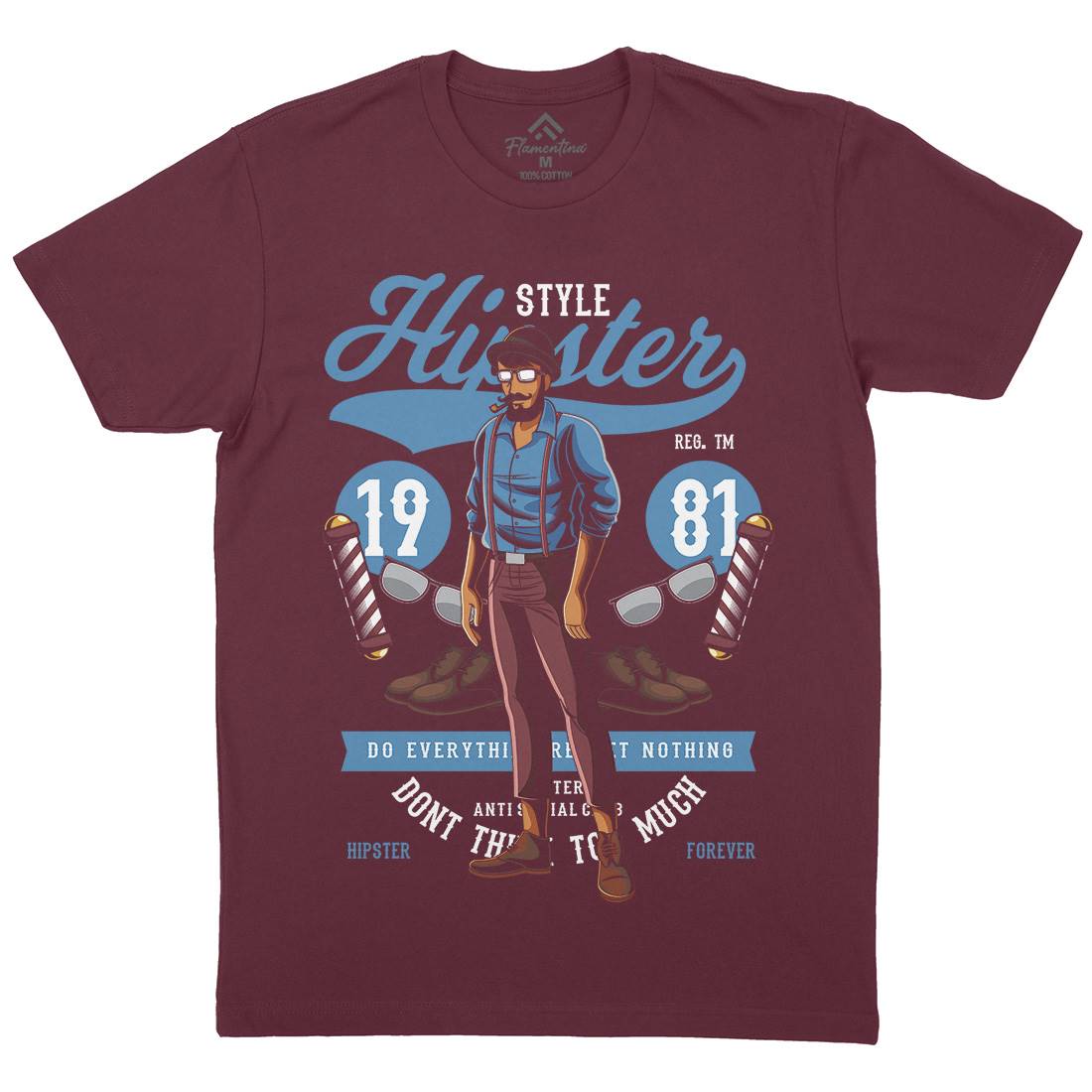 Hipster Mens Crew Neck T-Shirt Barber C372