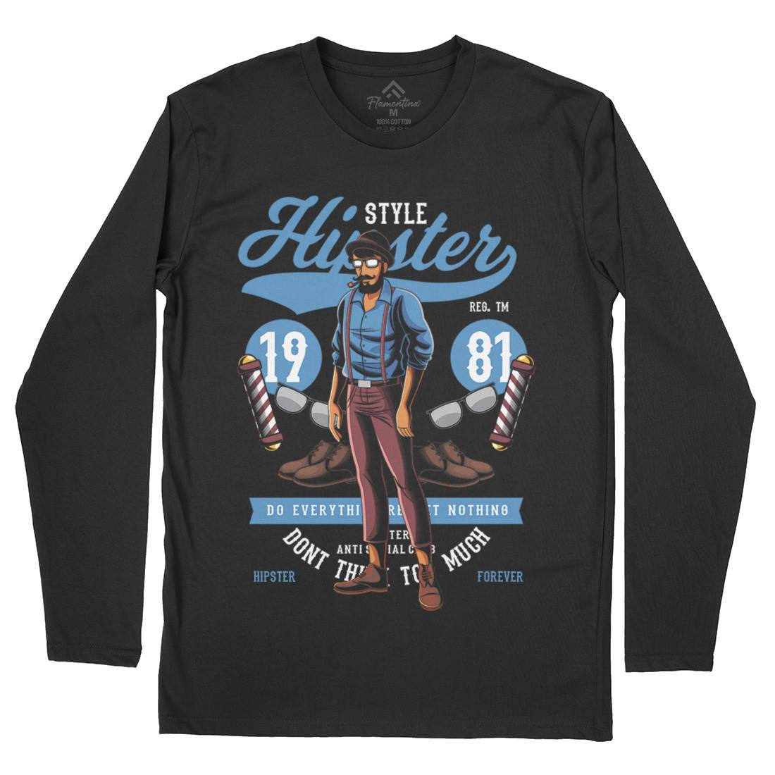 Hipster Mens Long Sleeve T-Shirt Barber C372