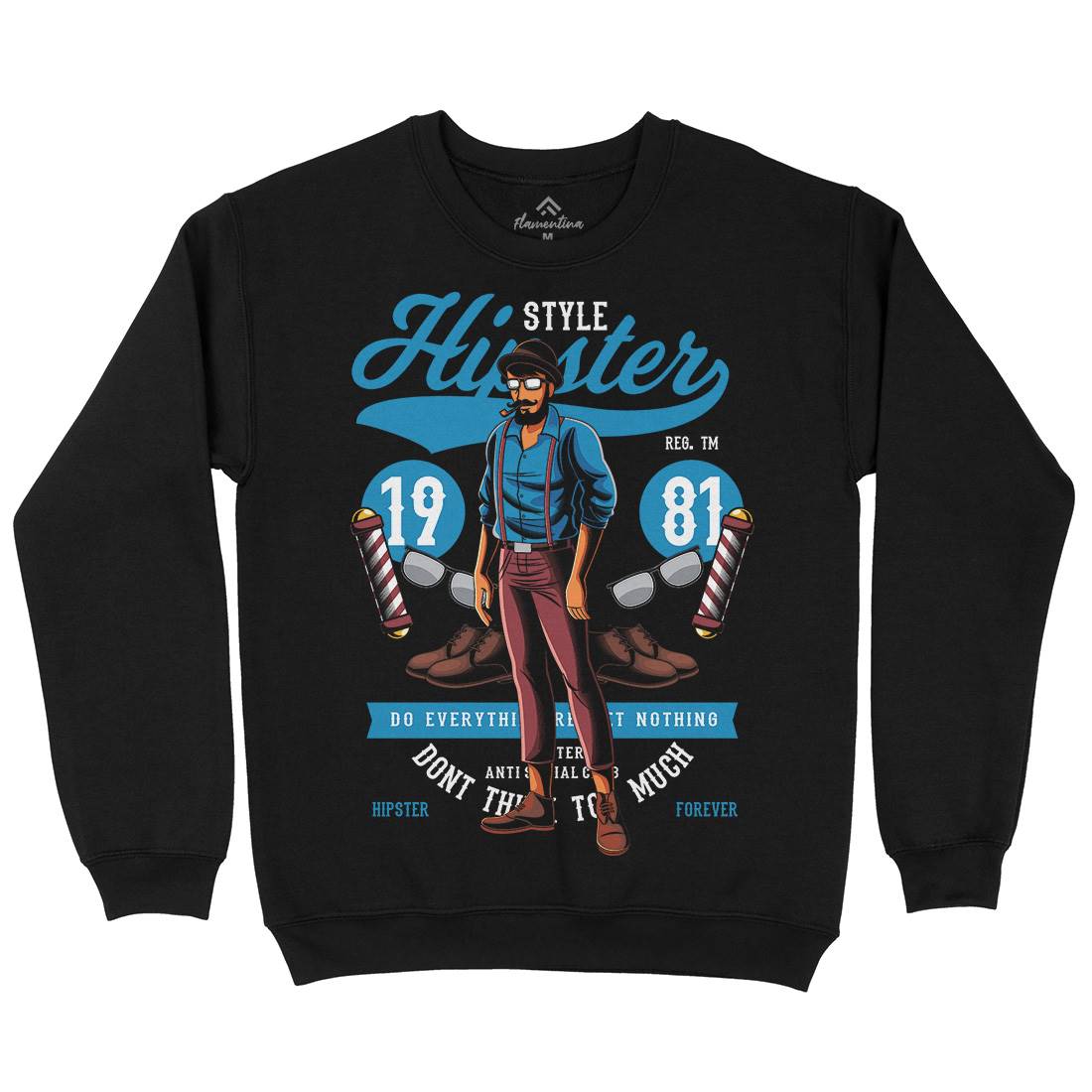 Hipster Mens Crew Neck Sweatshirt Barber C372