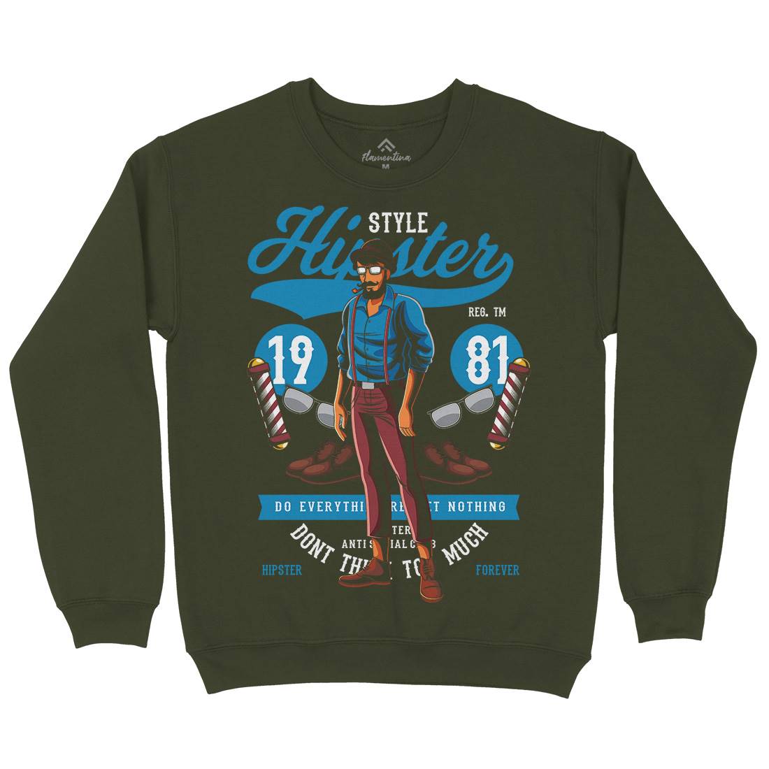 Hipster Mens Crew Neck Sweatshirt Barber C372