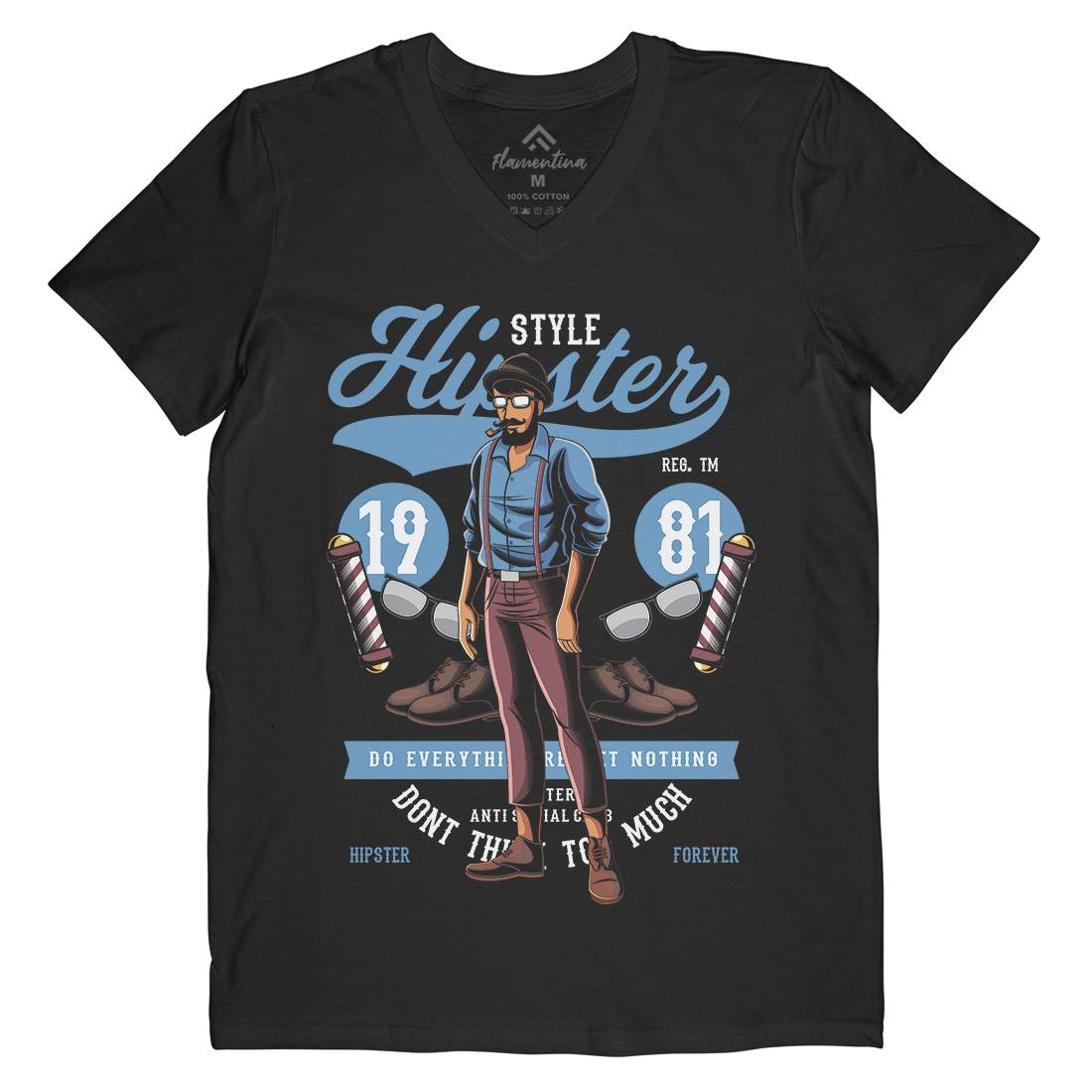 Hipster Mens V-Neck T-Shirt Barber C372
