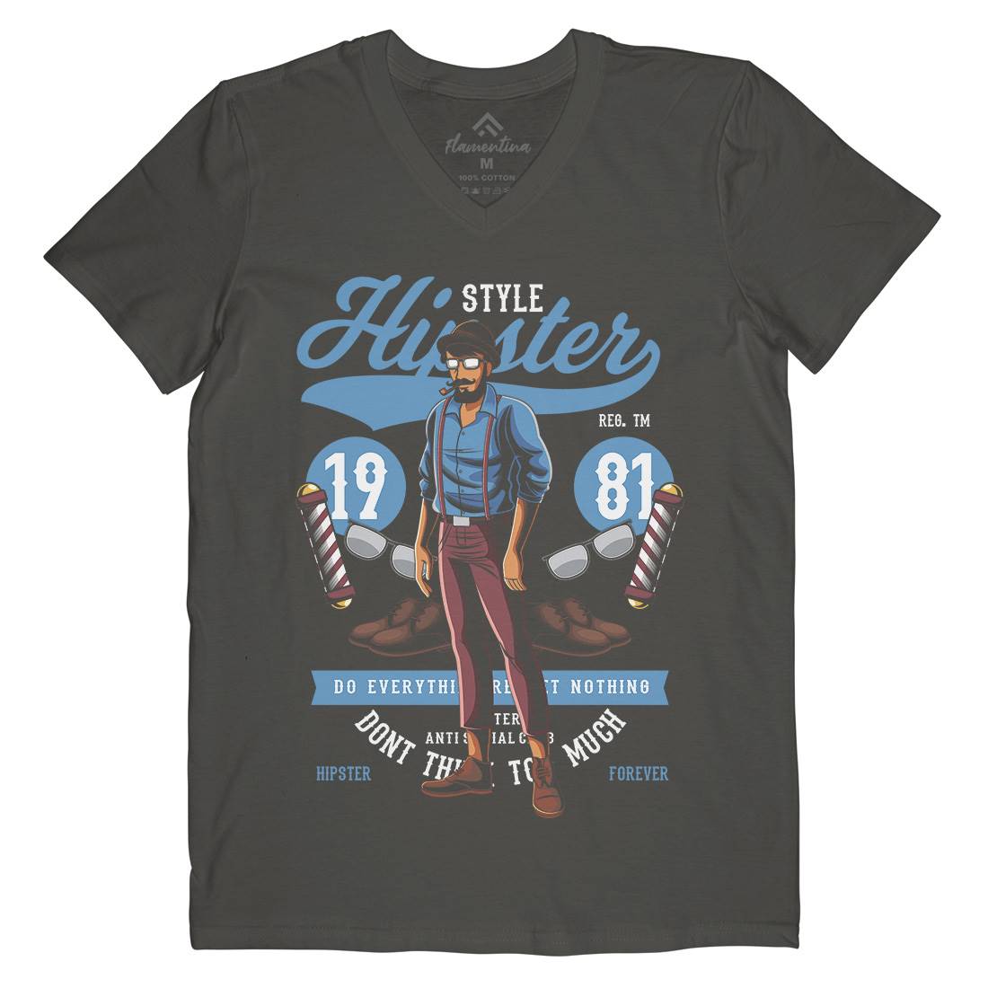 Hipster Mens V-Neck T-Shirt Barber C372