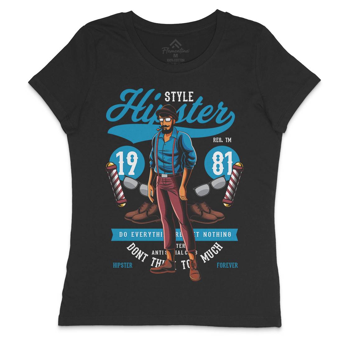 Hipster Womens Crew Neck T-Shirt Barber C372