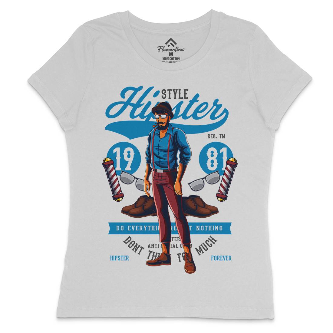 Hipster Womens Crew Neck T-Shirt Barber C372