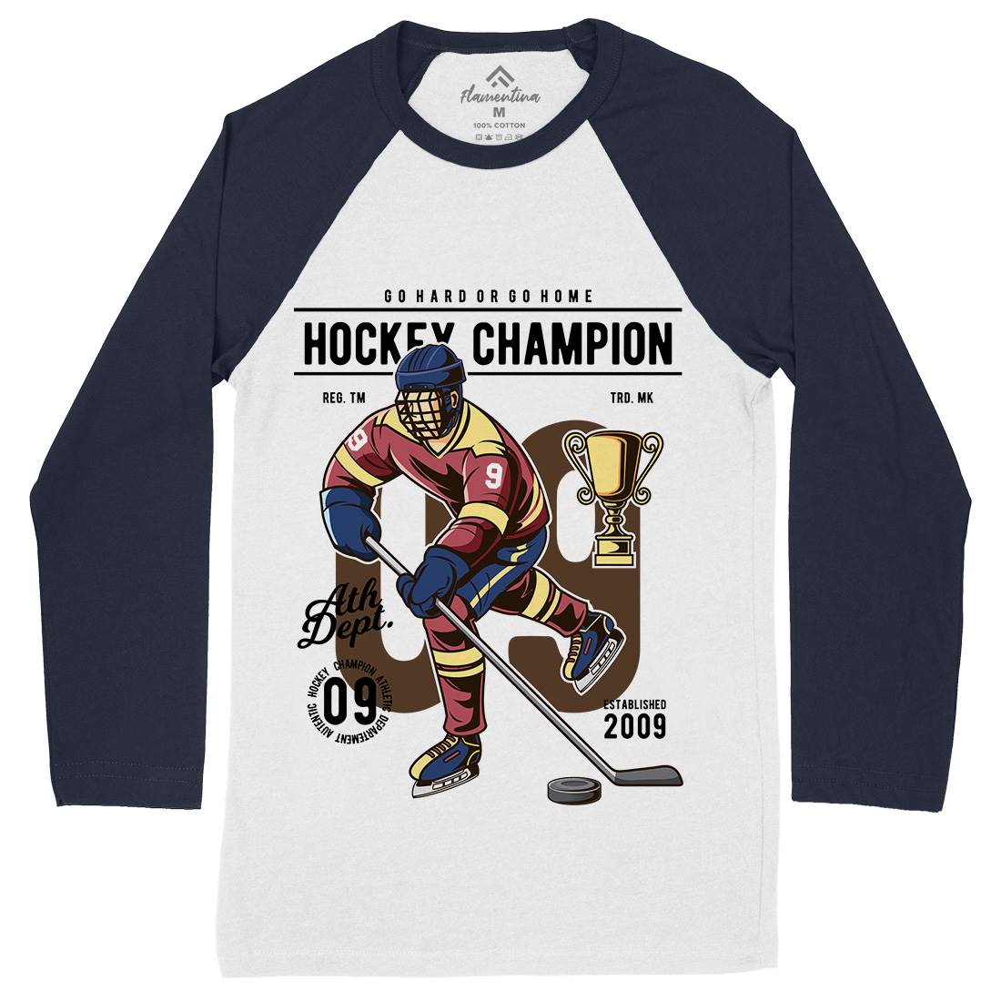 Hockey Champion Mens Long Sleeve Baseball T-Shirt Sport C373