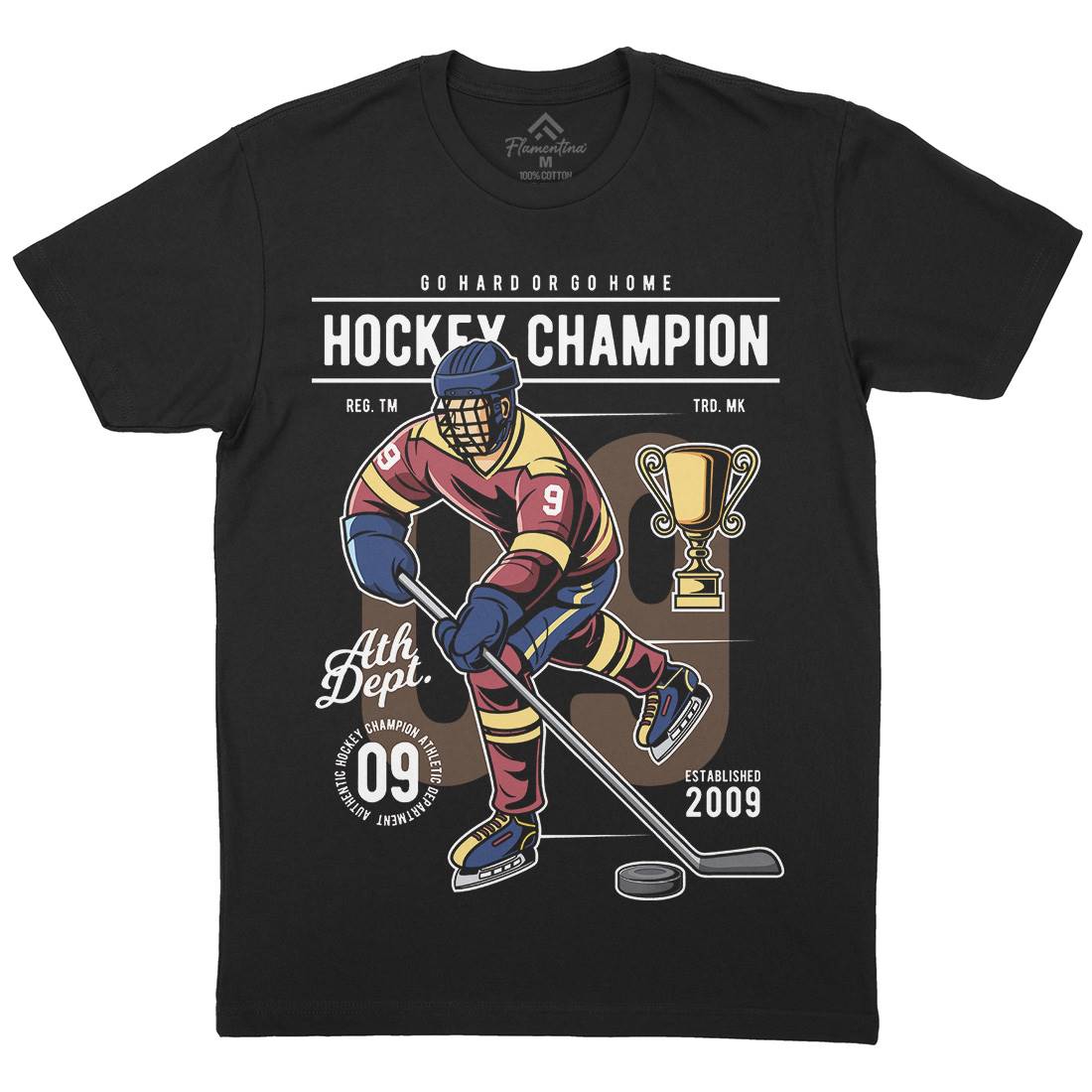Hockey Champion Mens Organic Crew Neck T-Shirt Sport C373