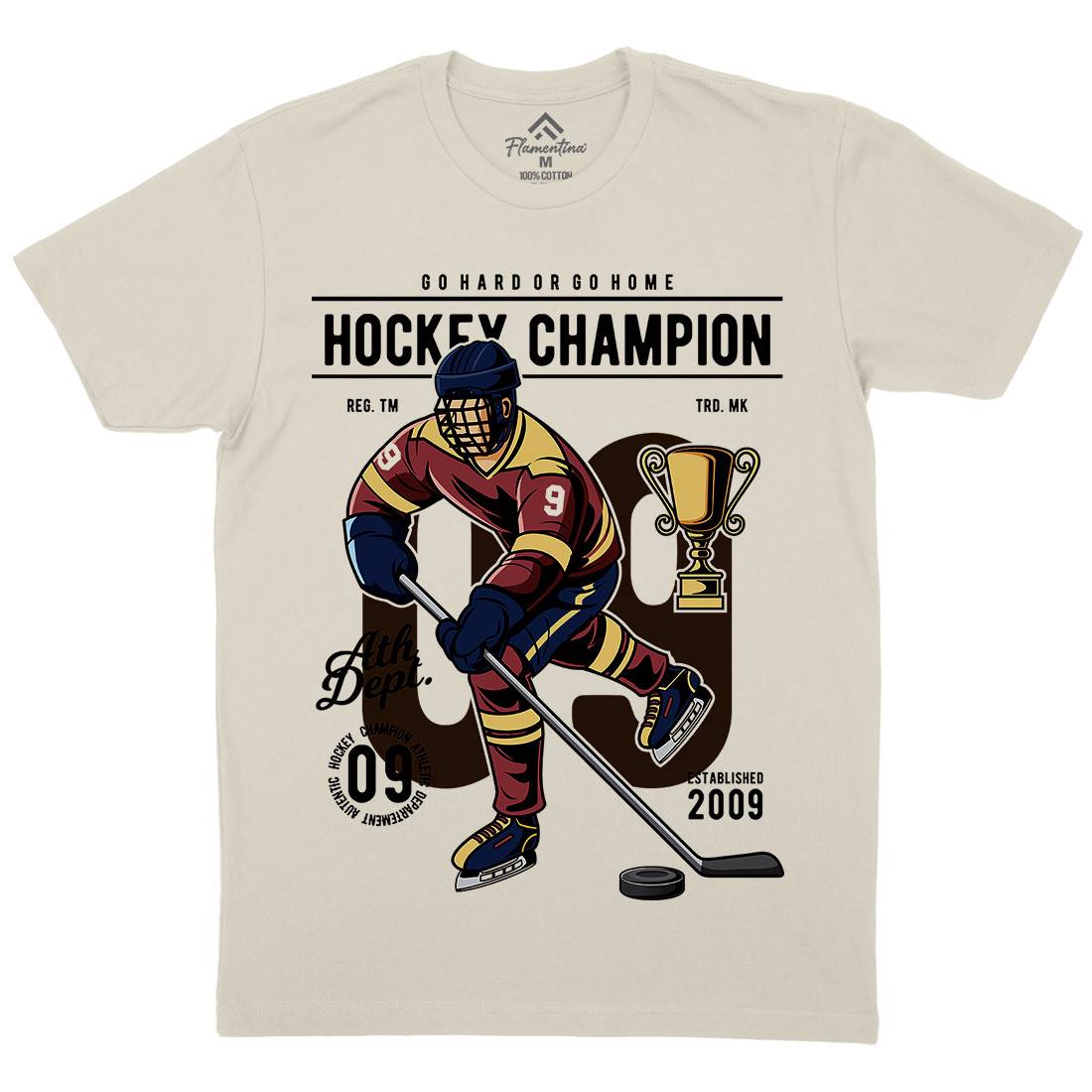 Hockey Champion Mens Organic Crew Neck T-Shirt Sport C373