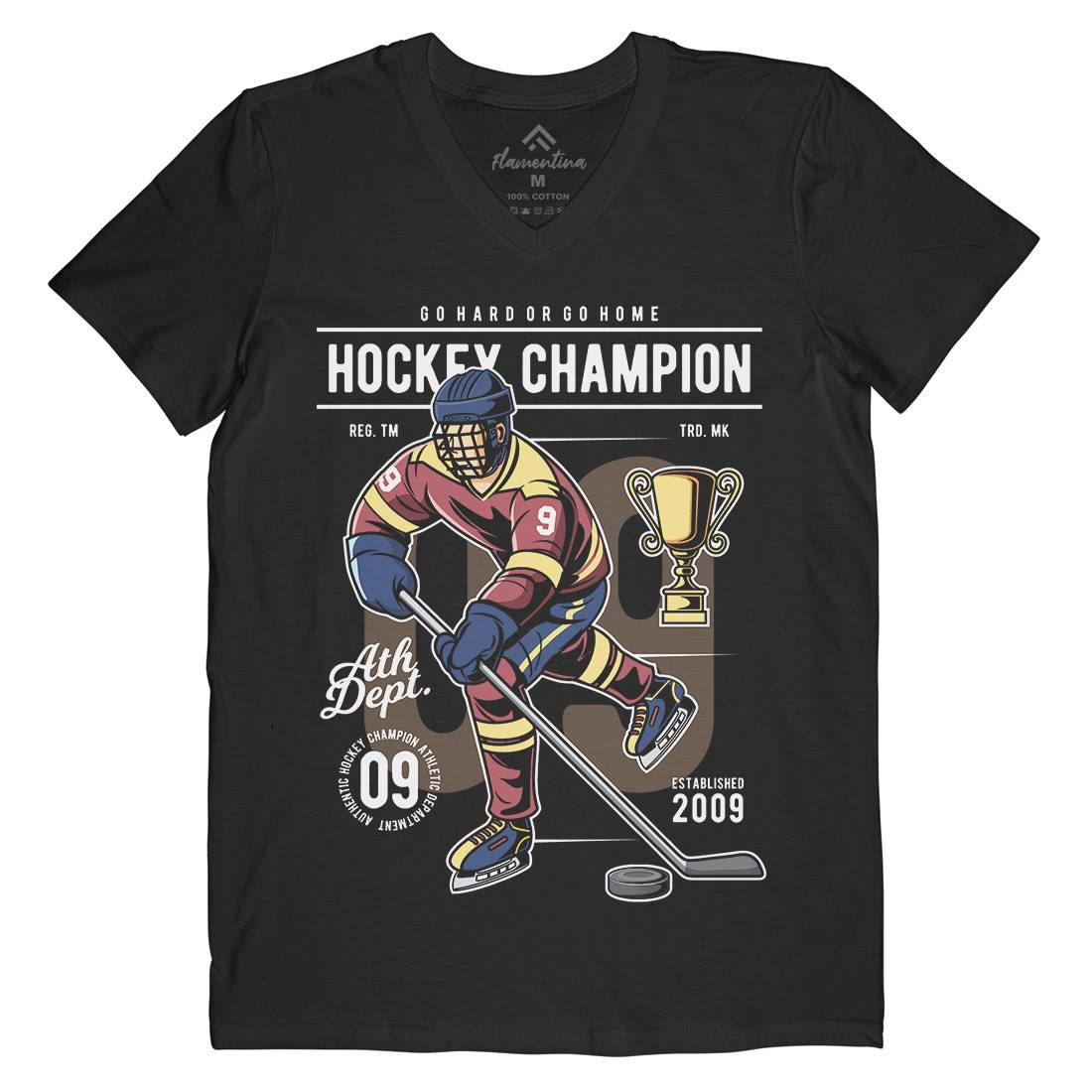 Hockey Champion Mens Organic V-Neck T-Shirt Sport C373