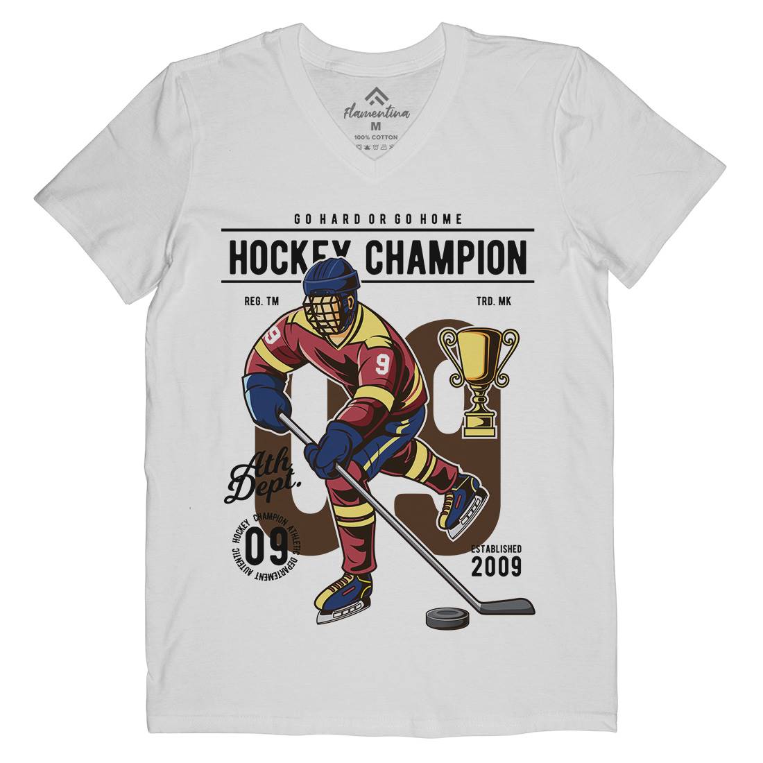Hockey Champion Mens Organic V-Neck T-Shirt Sport C373