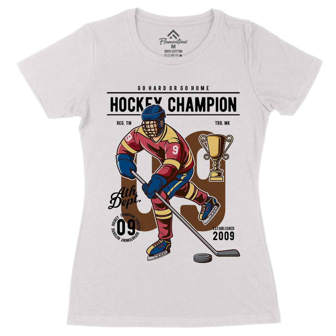Hockey Champion Womens Organic Crew Neck T-Shirt Sport C373