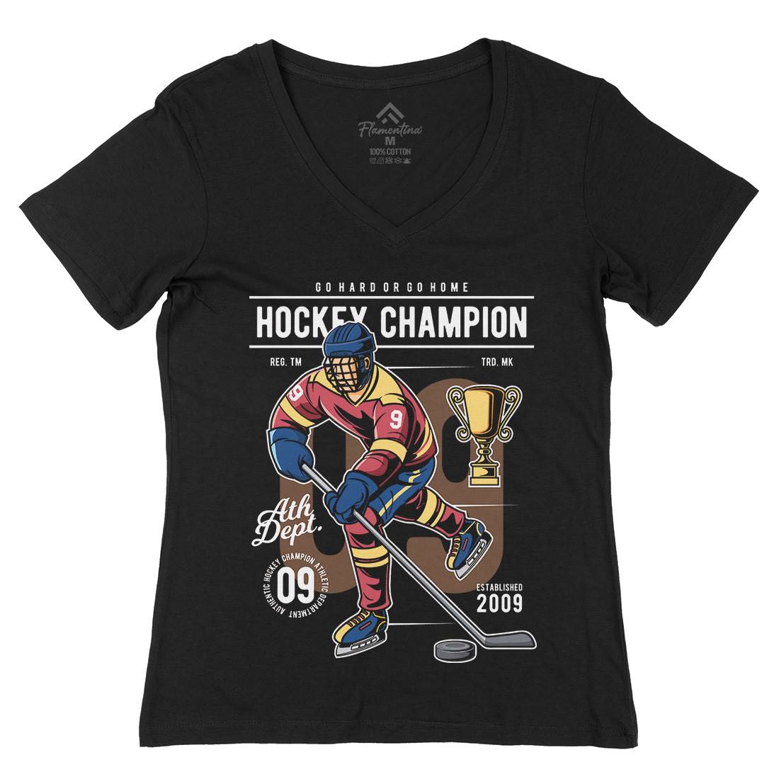 Hockey Champion Womens Organic V-Neck T-Shirt Sport C373