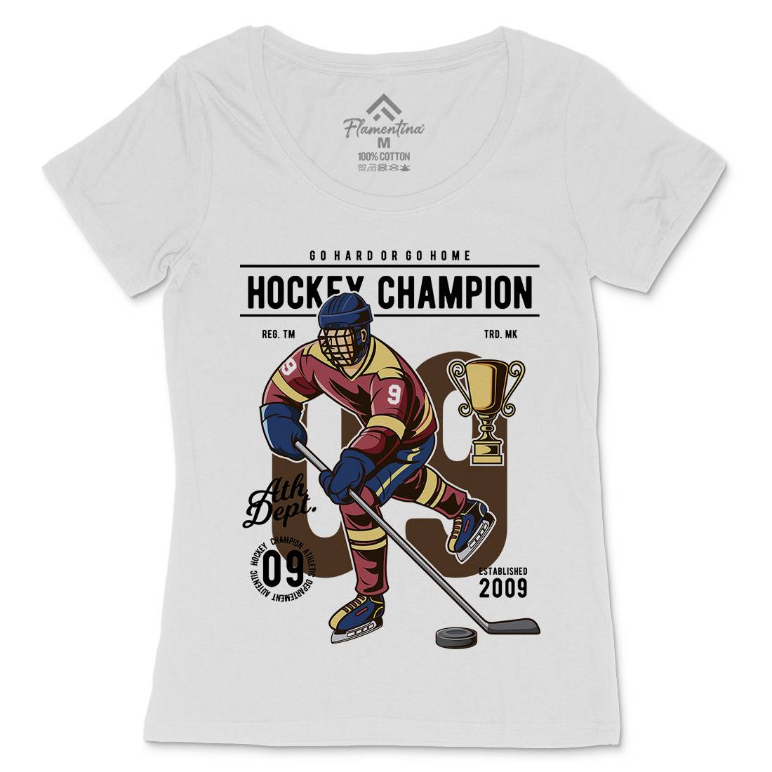 Hockey Champion Womens Scoop Neck T-Shirt Sport C373
