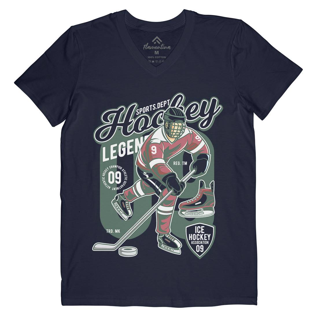 Hockey Legend Mens Organic V-Neck T-Shirt Sport C374
