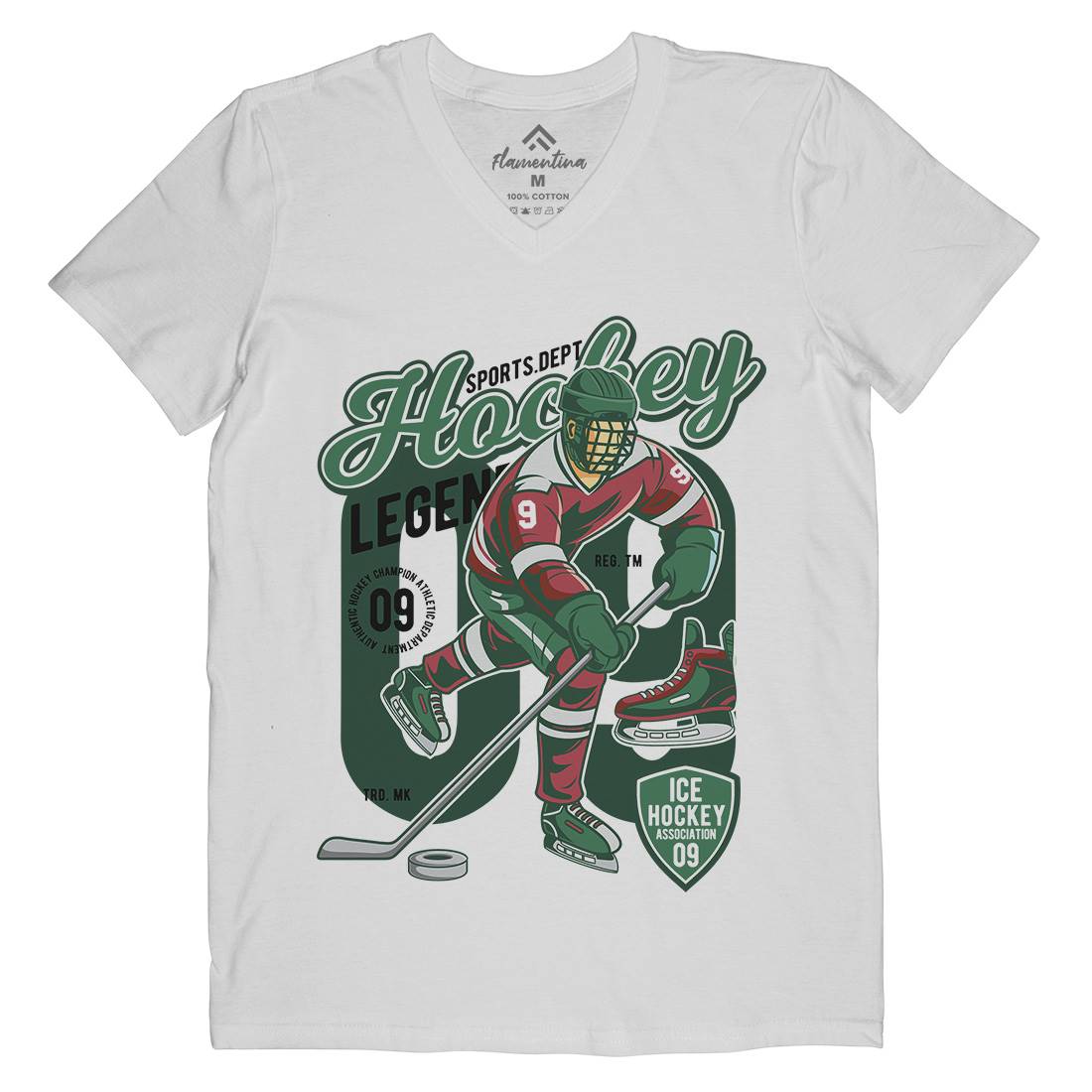 Hockey Legend Mens Organic V-Neck T-Shirt Sport C374