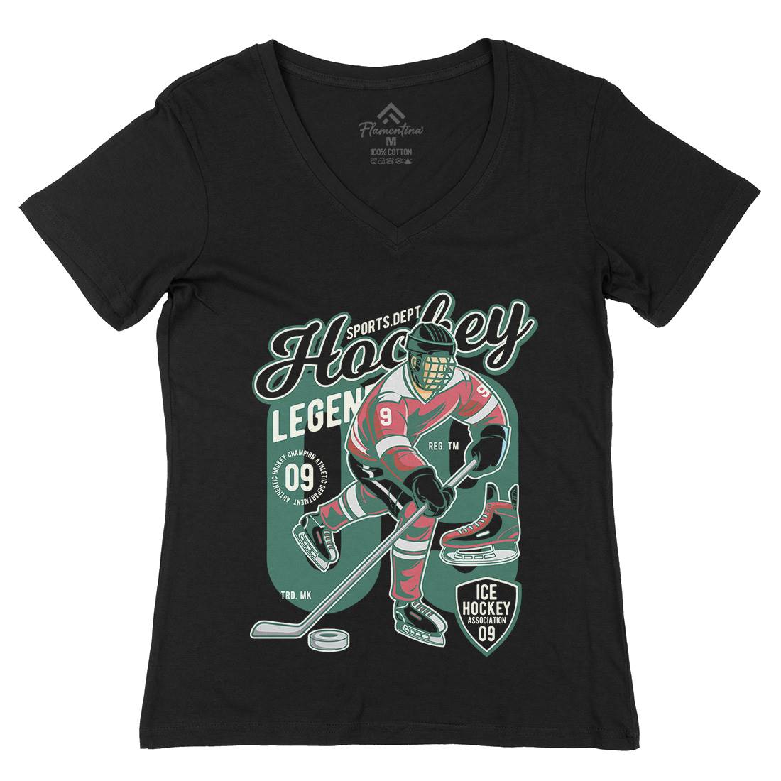 Hockey Legend Womens Organic V-Neck T-Shirt Sport C374