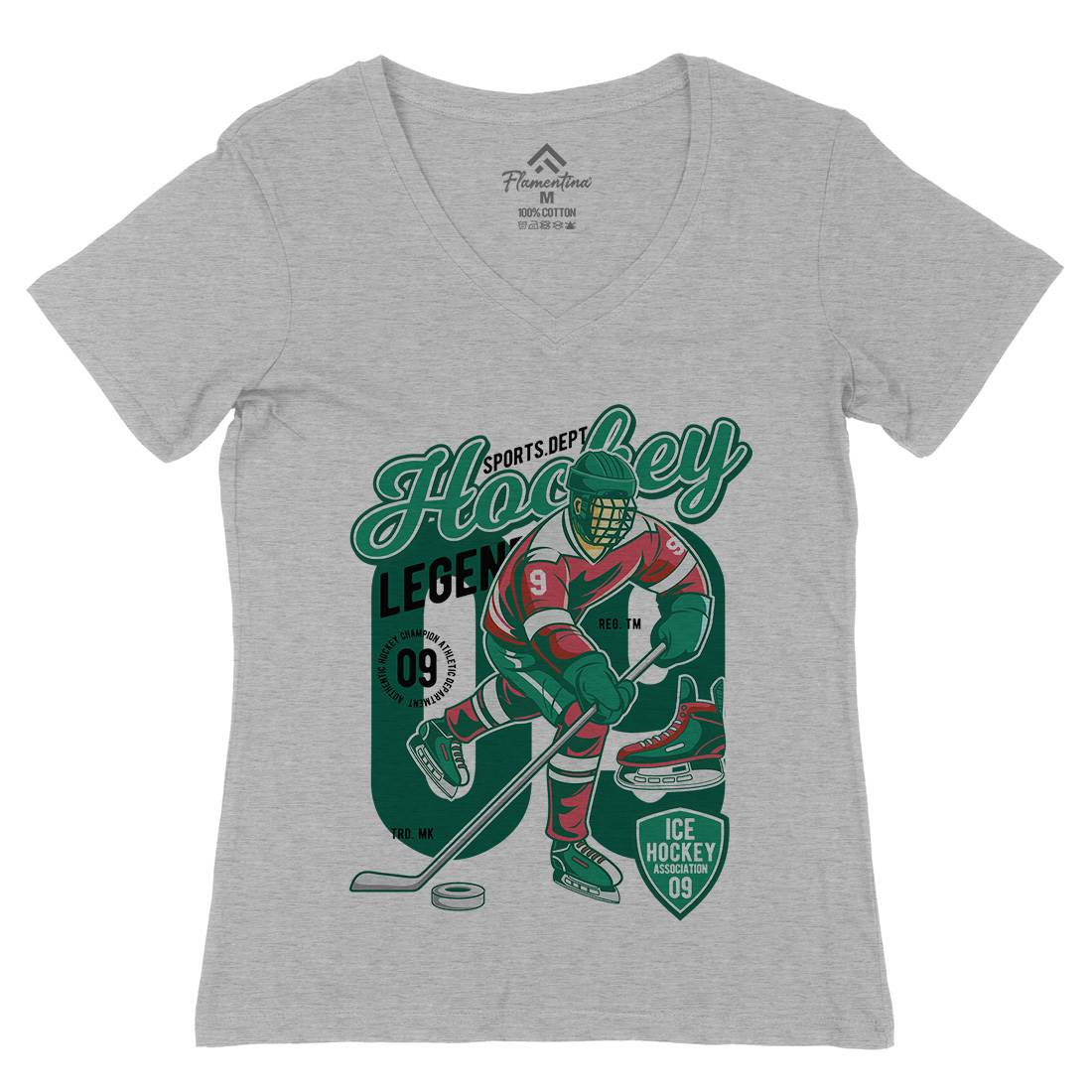 Hockey Legend Womens Organic V-Neck T-Shirt Sport C374