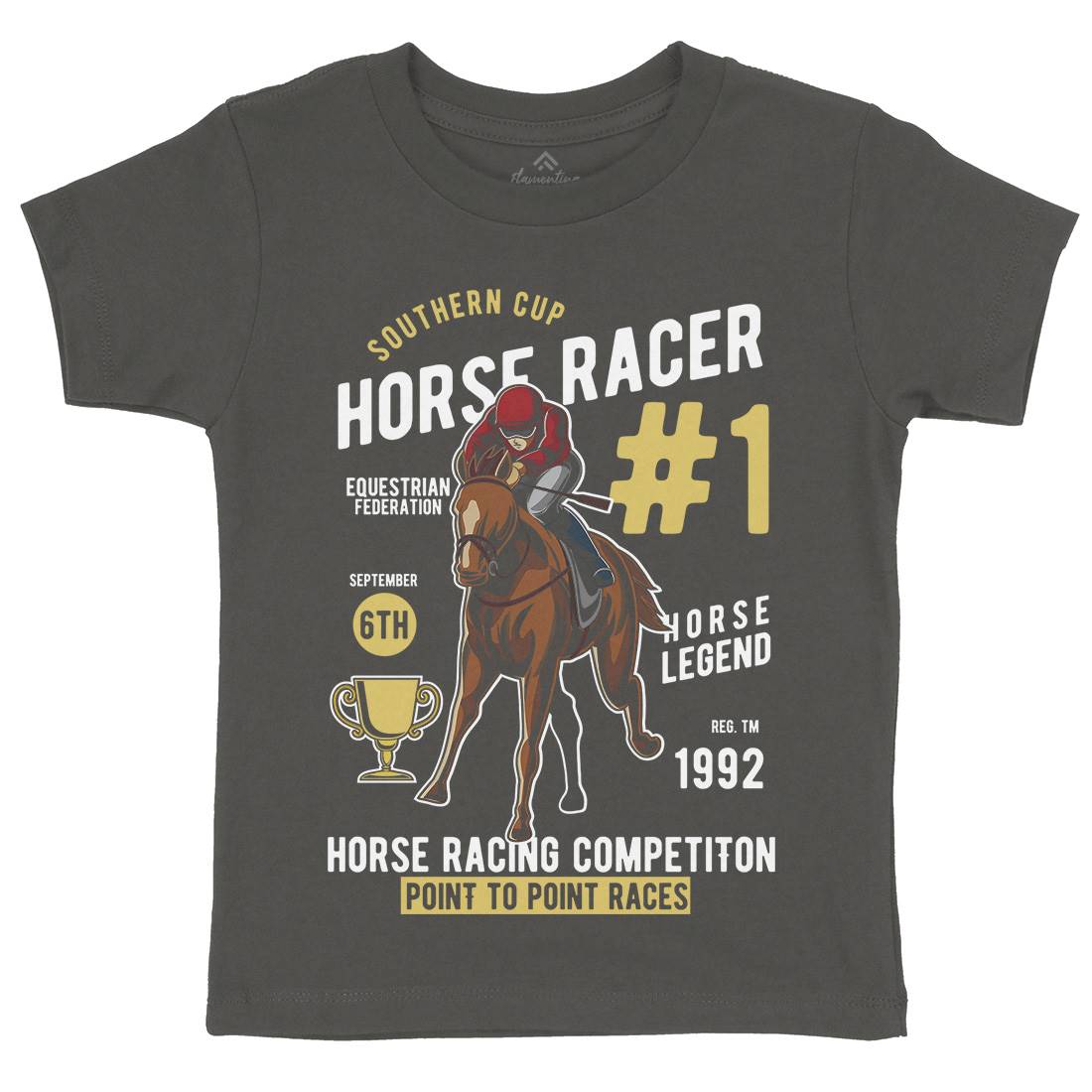 Horse Racer Kids Organic Crew Neck T-Shirt Sport C375