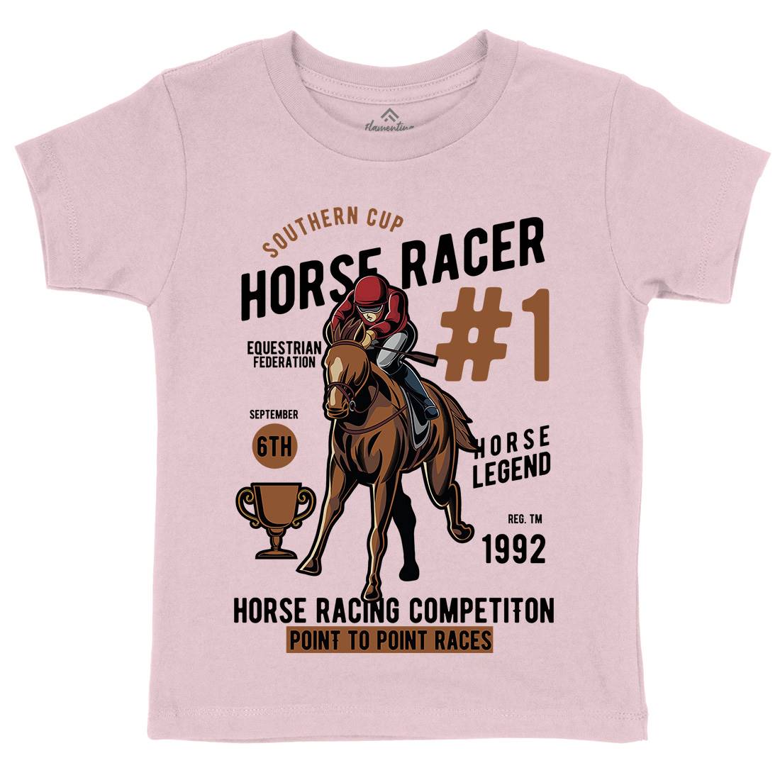 Horse Racer Kids Organic Crew Neck T-Shirt Sport C375
