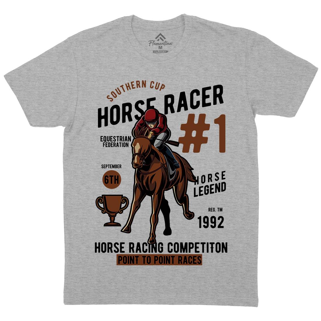 Horse Racer Mens Crew Neck T-Shirt Sport C375