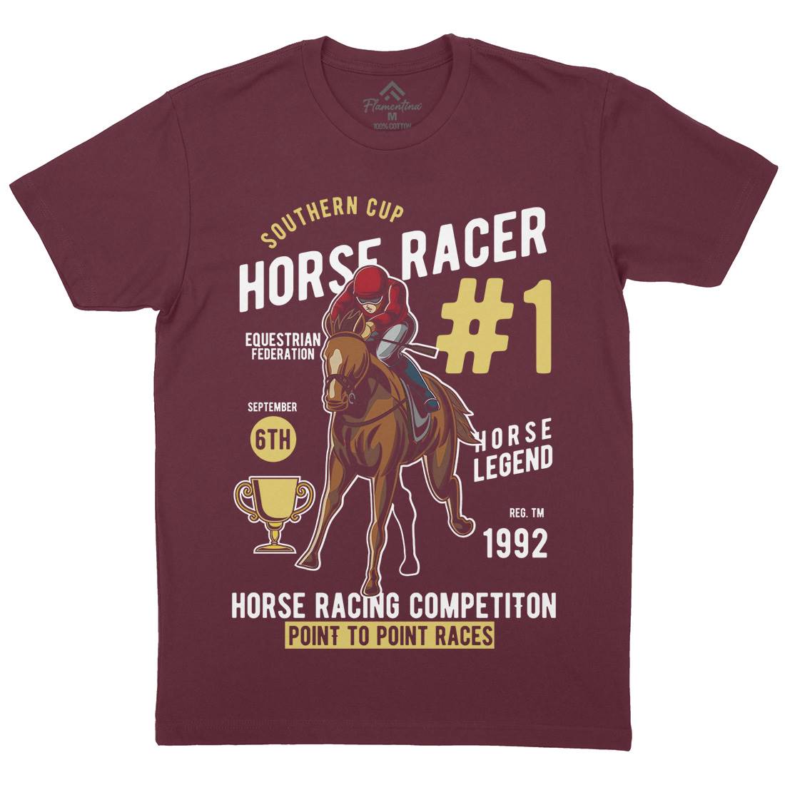 Horse Racer Mens Crew Neck T-Shirt Sport C375