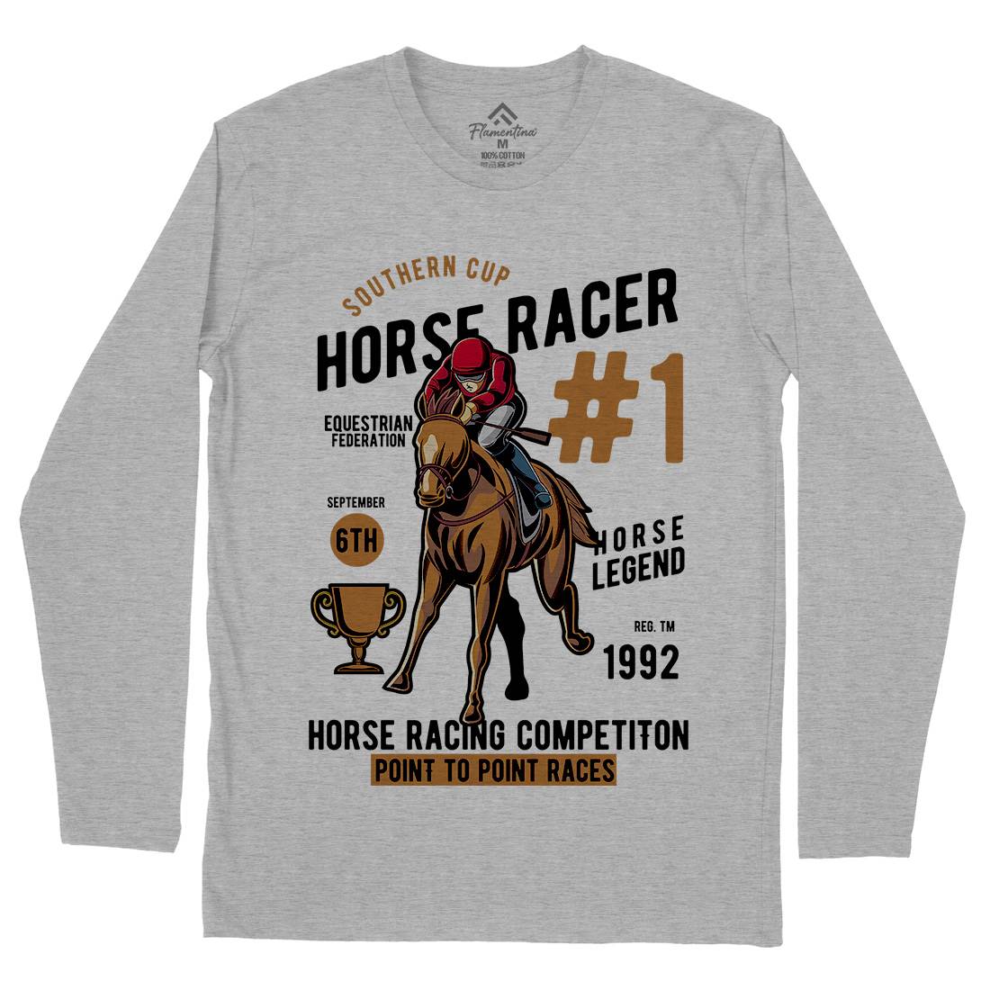 Horse Racer Mens Long Sleeve T-Shirt Sport C375