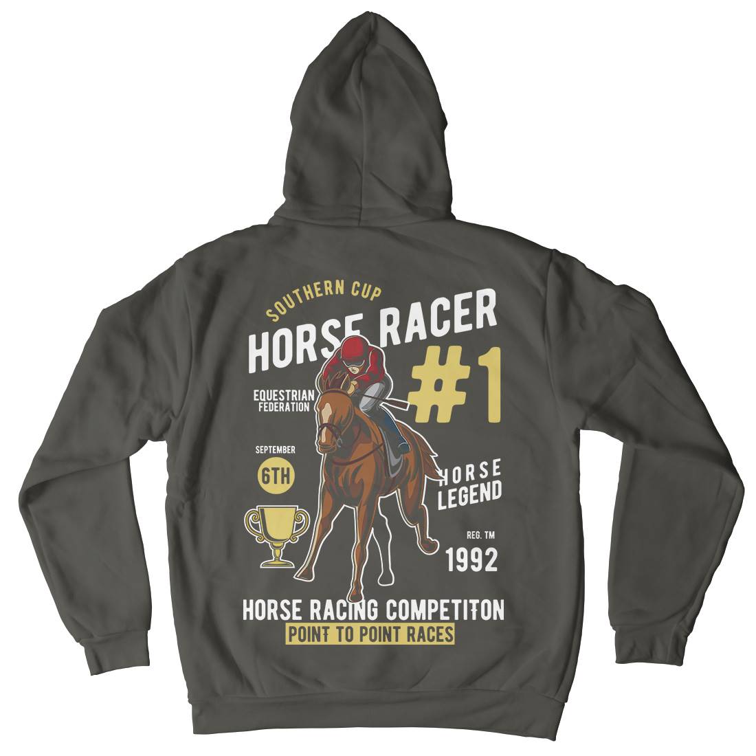 Horse Racer Mens Hoodie With Pocket Sport C375
