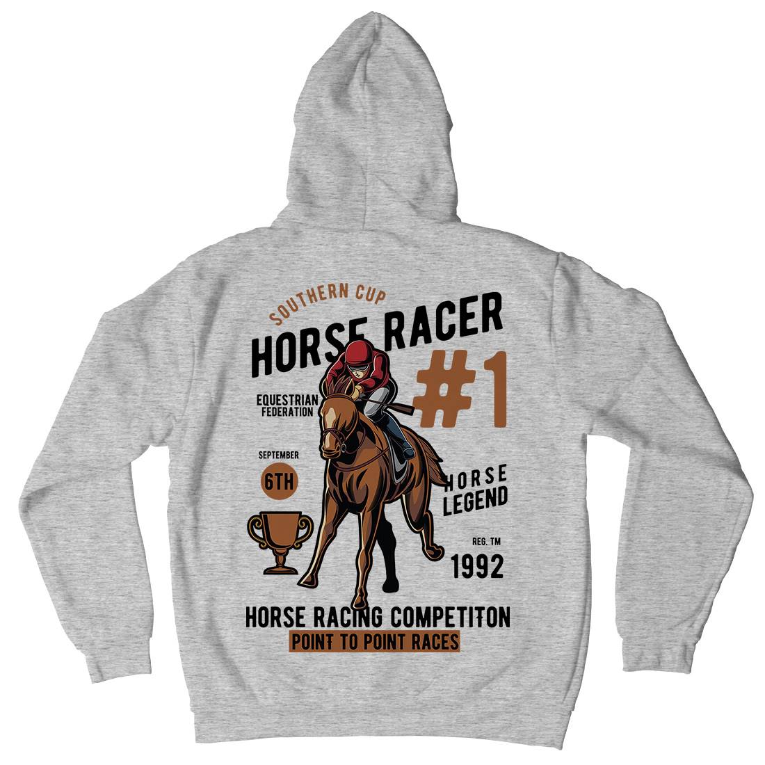 Horse Racer Mens Hoodie With Pocket Sport C375