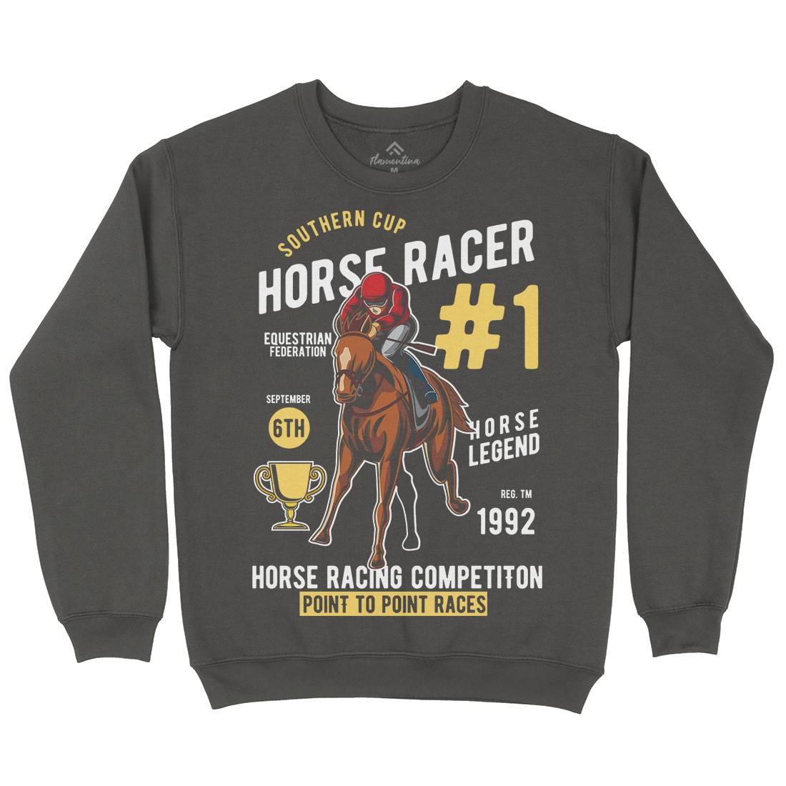 Horse Racer Mens Crew Neck Sweatshirt Sport C375