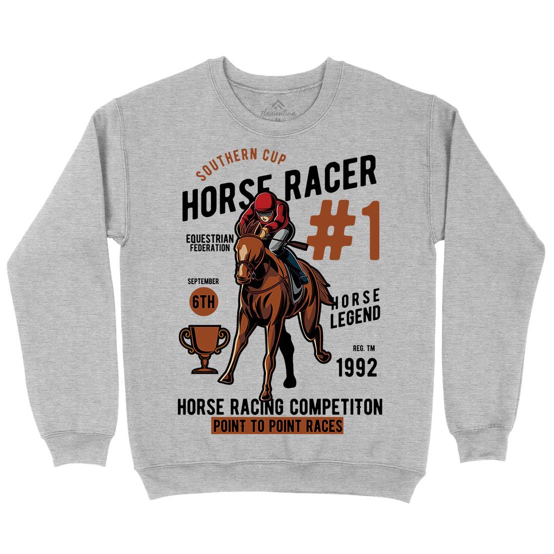 Horse Racer Mens Crew Neck Sweatshirt Sport C375