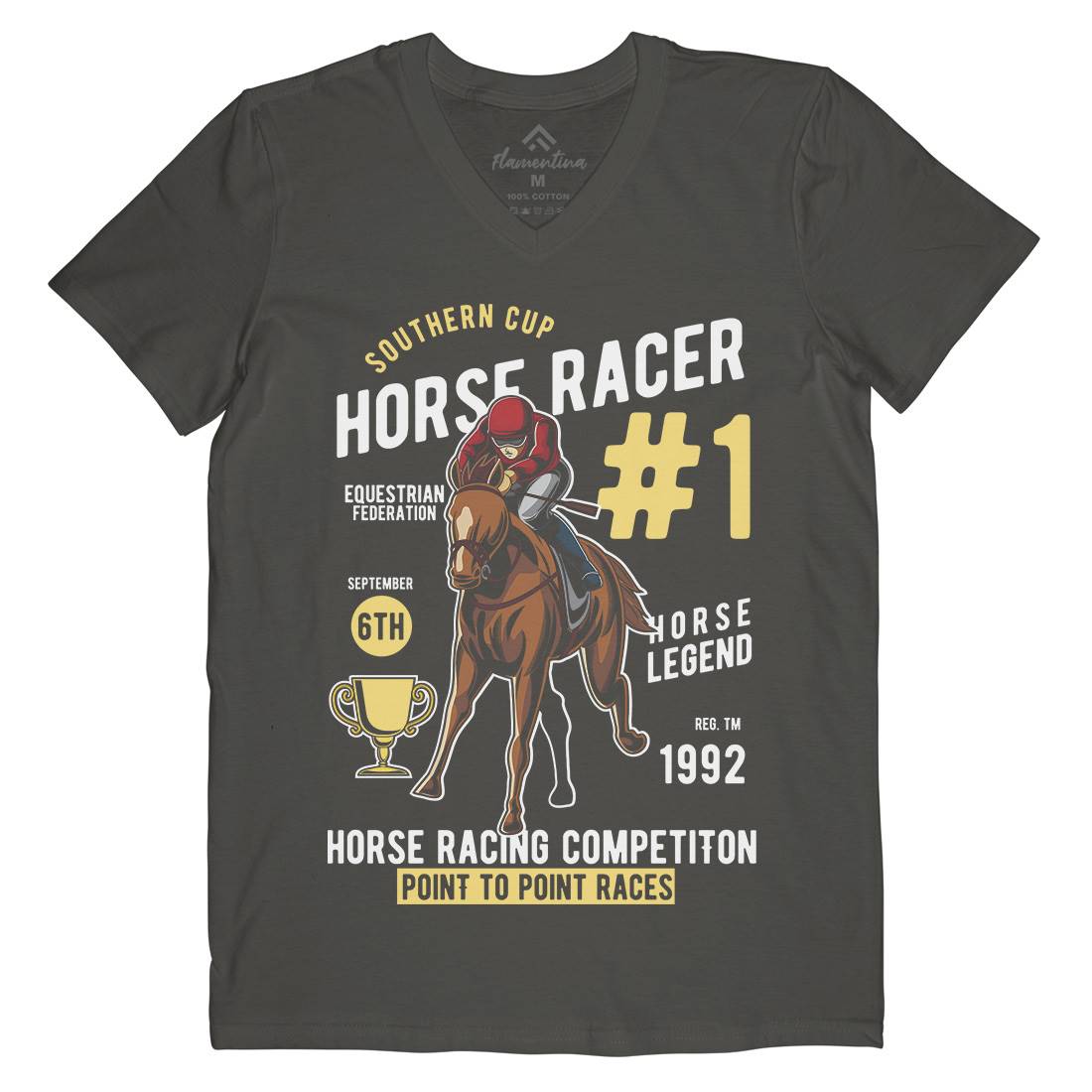 Horse Racer Mens V-Neck T-Shirt Sport C375
